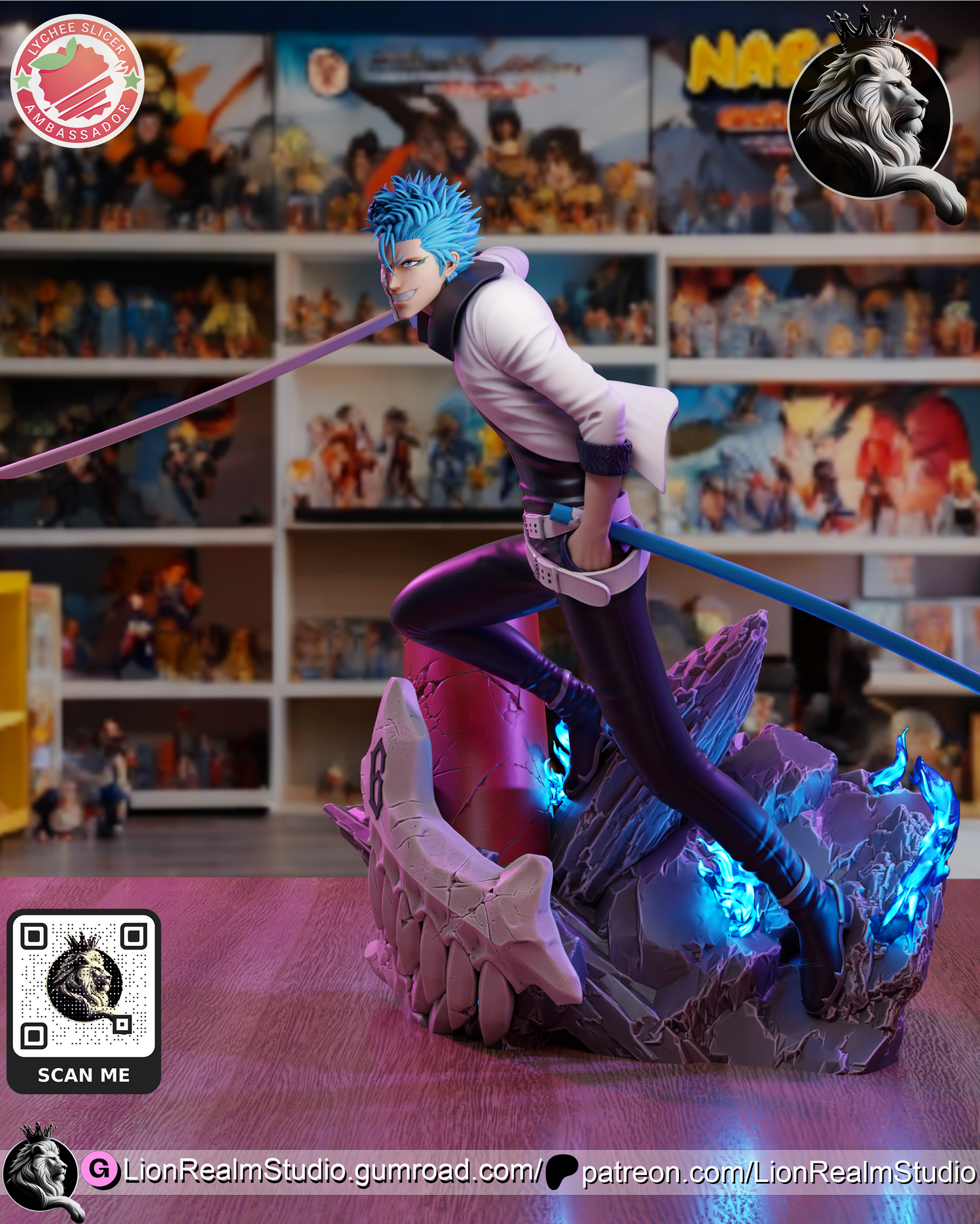 Grimmjow Jaegerjaquez  | Bleach | 3D Printed | Gift For Gamer | Handmade Gift | Resin Figure | Hand Painted