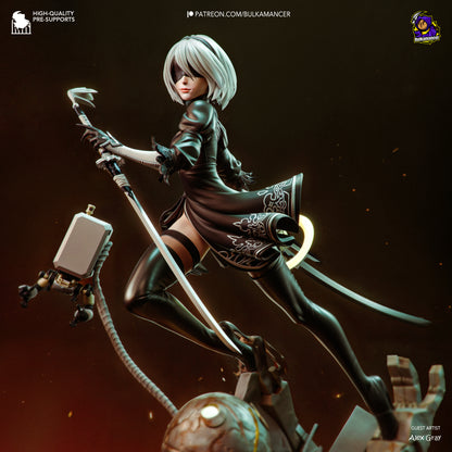 2B| Nier Automata | FAN ART FIGURE | 3d Printed Model | Hand painted | Resin Figure|