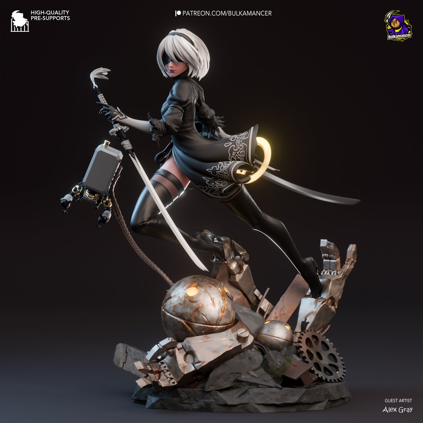 2B| Nier Automata | FAN ART FIGURE | 3d Printed Model | Hand painted | Resin Figure|