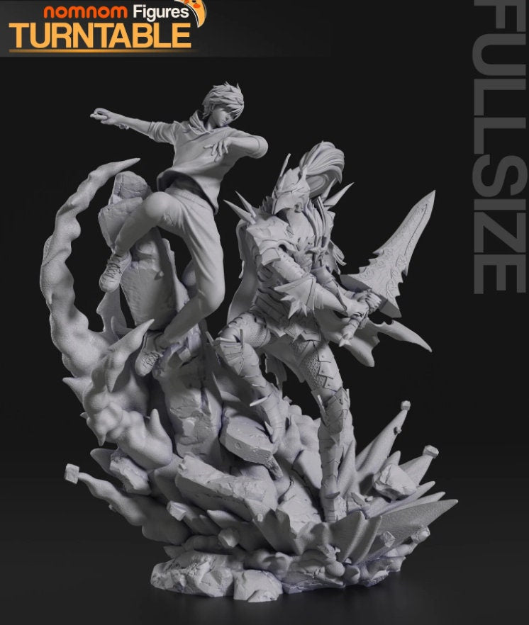 Sung Jin Woo FAN ART FIGURE| Solo Leveling | 3d Printed Model| Gift For Gamer | Handmade Gift | Resin Figure | Hand Painted