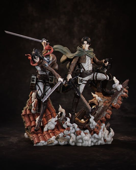 Mikasa & Levi Diorama Attack on Titan FAN ART FIGURE | 3D Printed | Handmade Gift | Resin Figure | Hand Painted |Garage Kit