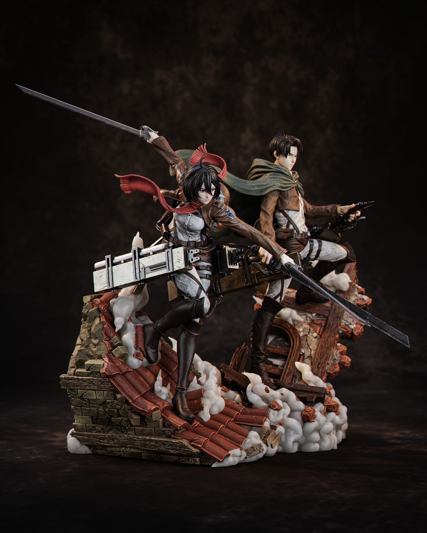 Mikasa & Levi Diorama Attack on Titan FAN ART FIGURE | 3D Printed | Handmade Gift | Resin Figure | Hand Painted |Garage Kit