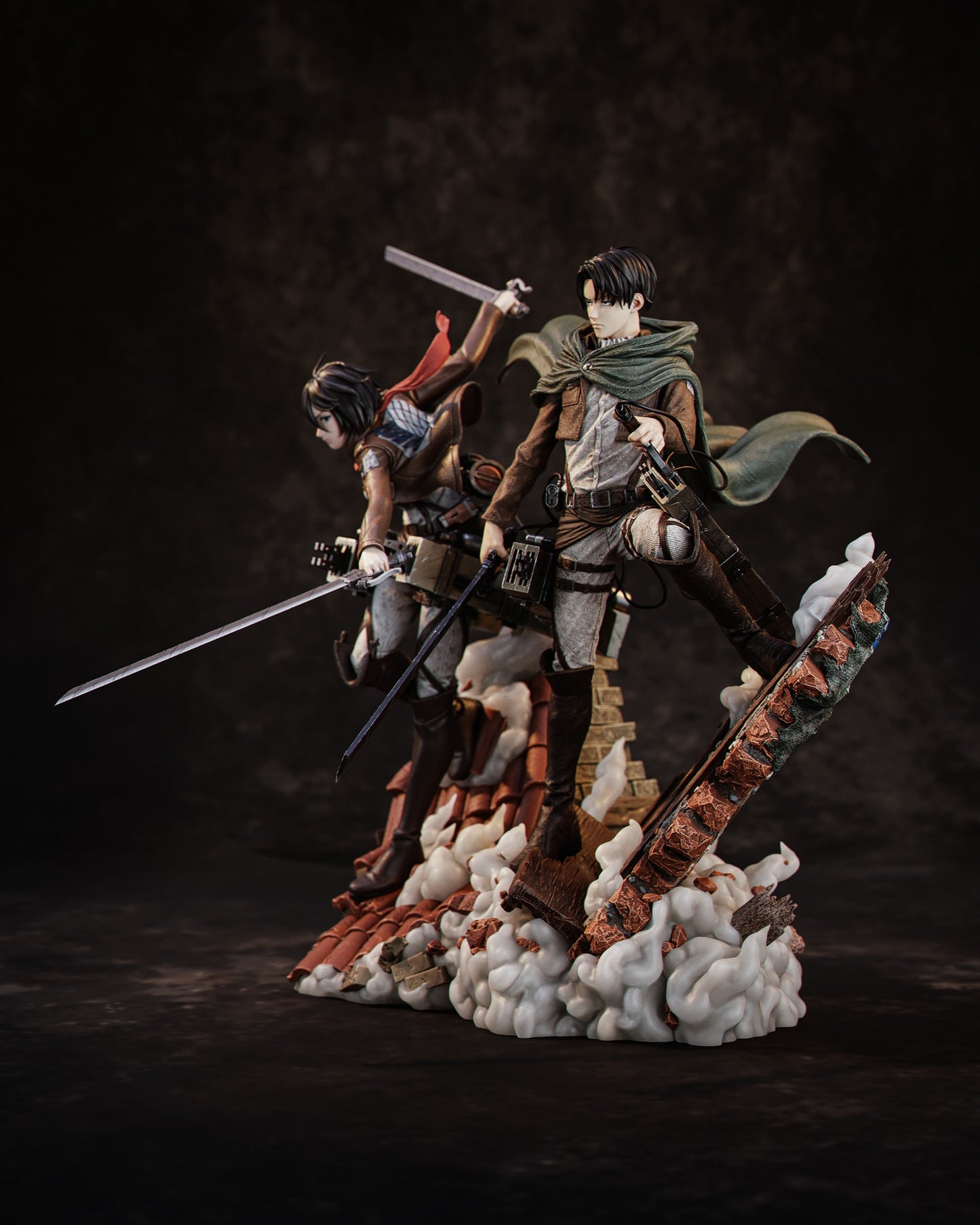 Mikasa & Levi Diorama Attack on Titan FAN ART FIGURE | 3D Printed | Handmade Gift | Resin Figure | Hand Painted |Garage Kit