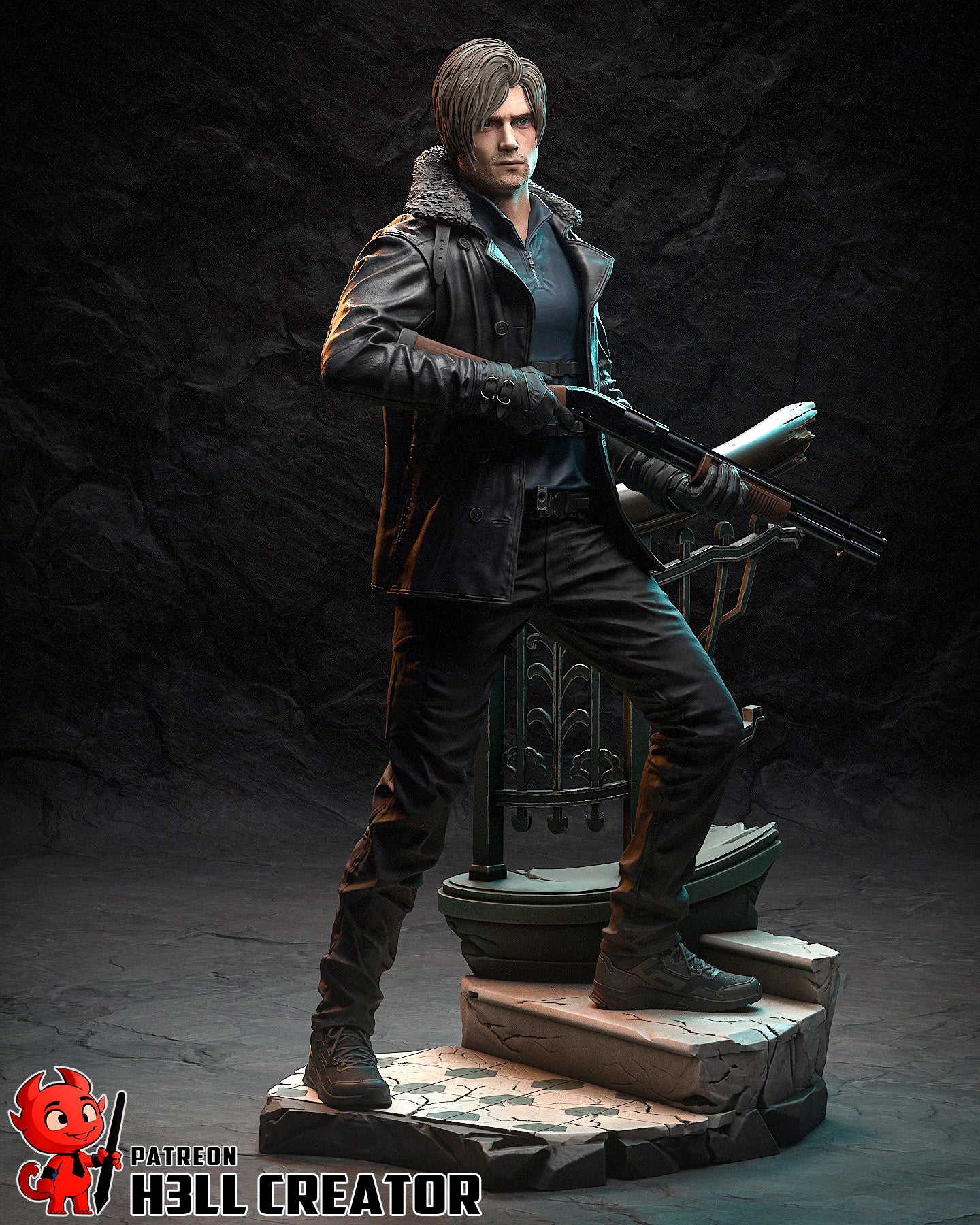 Leon Kennedy Resident Evil | FAN ART FIGURE | 3d Printed Model | Hand painted | Resin Figure|