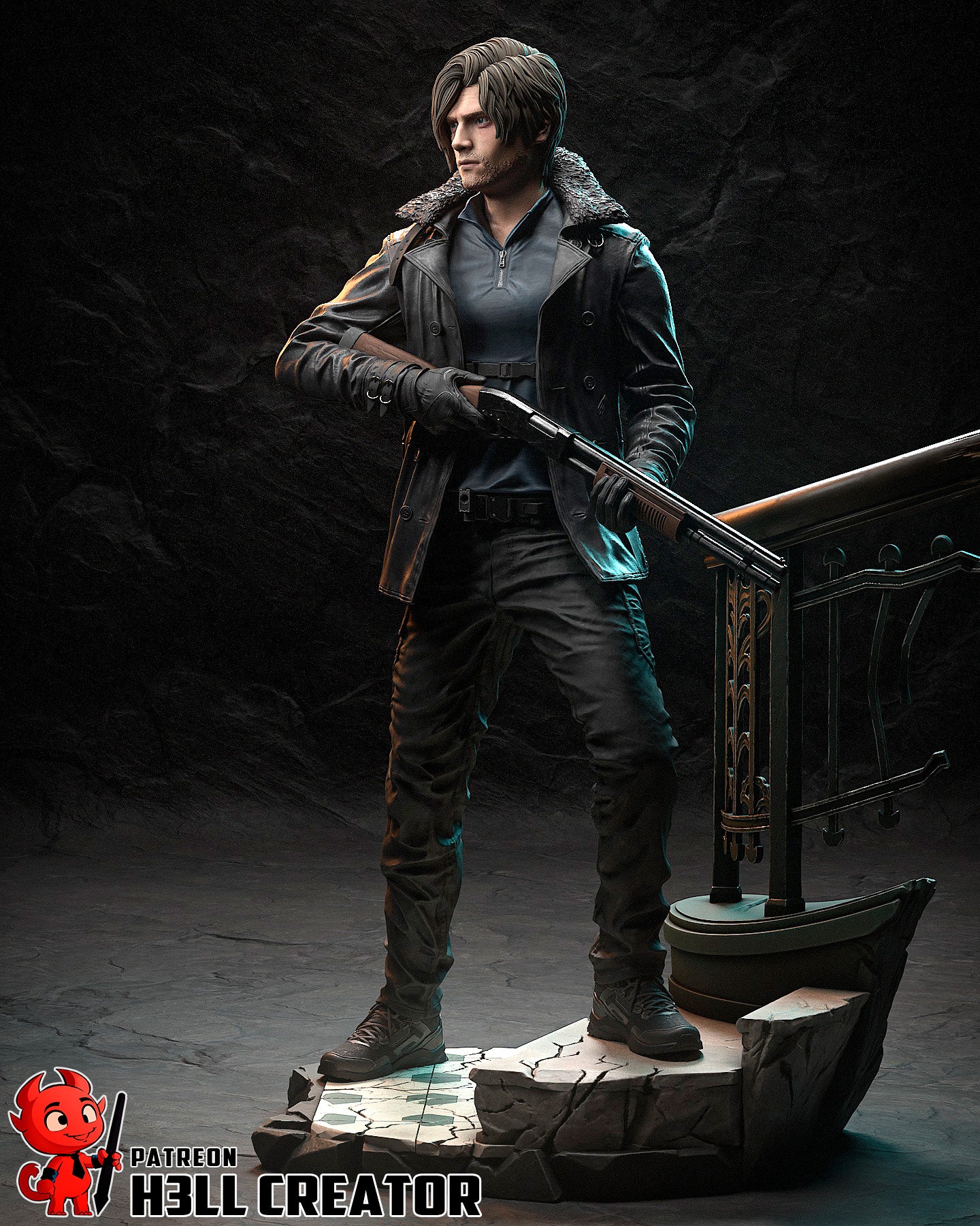 Leon Kennedy Resident Evil | FAN ART FIGURE | 3d Printed Model | Hand painted | Resin Figure|