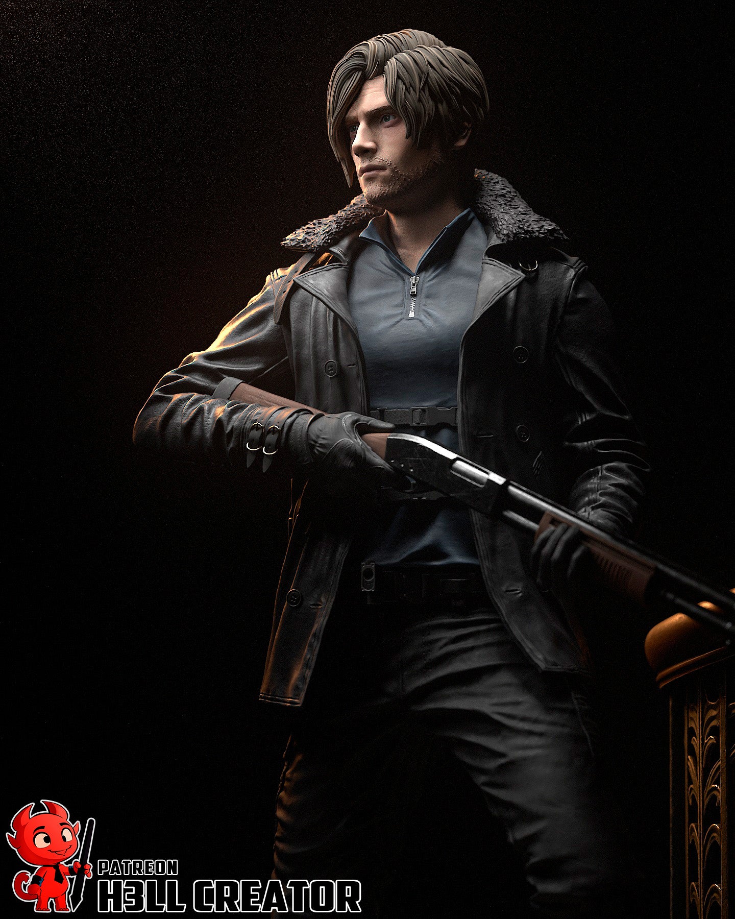 Leon Kennedy Resident Evil | FAN ART FIGURE | 3d Printed Model | Hand painted | Resin Figure|