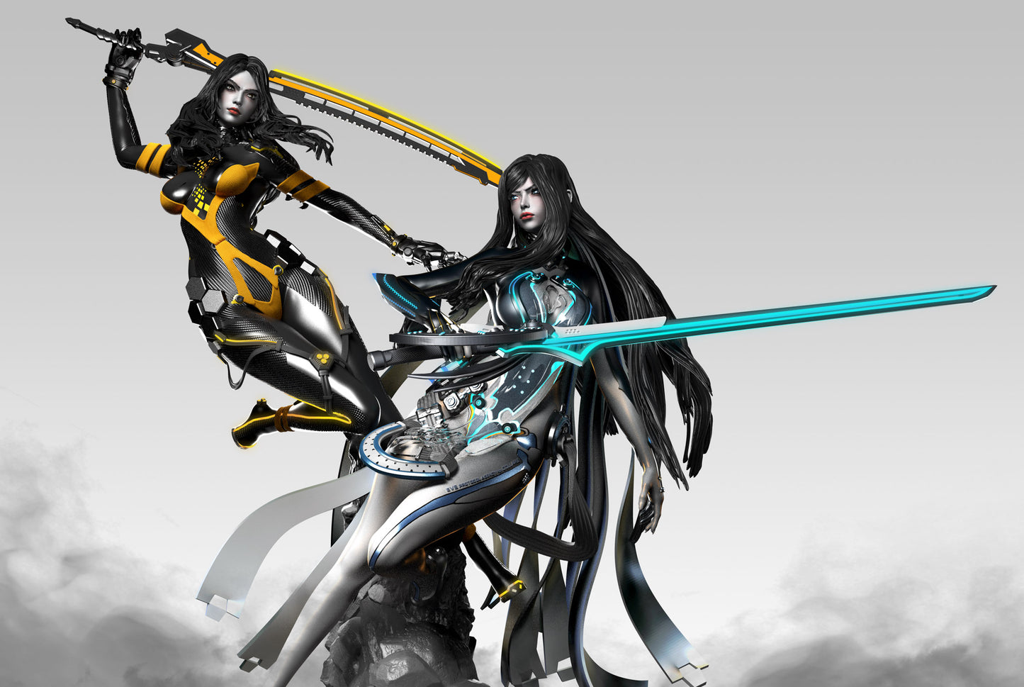 Raven & Tachy Diorama | Stellar Blade | FAN ART FIGURE | 3d Printed Model | Hand painted | Resin Figure|