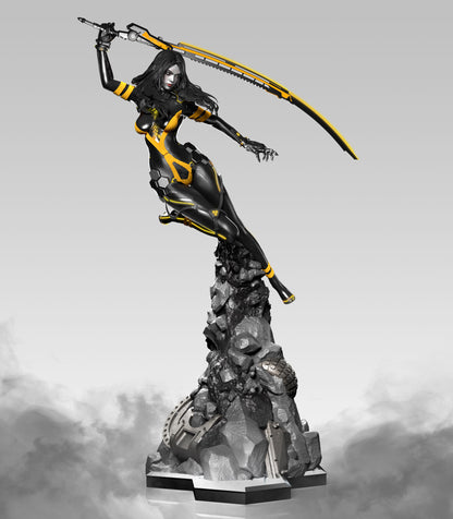 Raven & Tachy Diorama | Stellar Blade | FAN ART FIGURE | 3d Printed Model | Hand painted | Resin Figure|