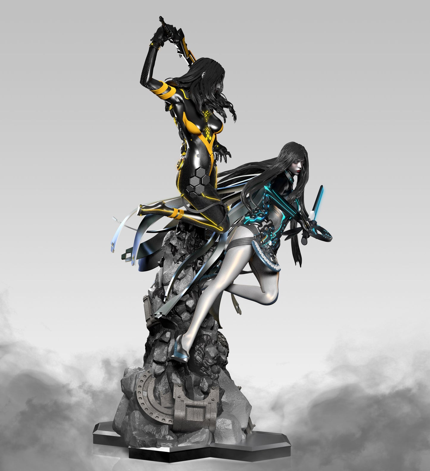 Raven & Tachy Diorama | Stellar Blade | FAN ART FIGURE | 3d Printed Model | Hand painted | Resin Figure|
