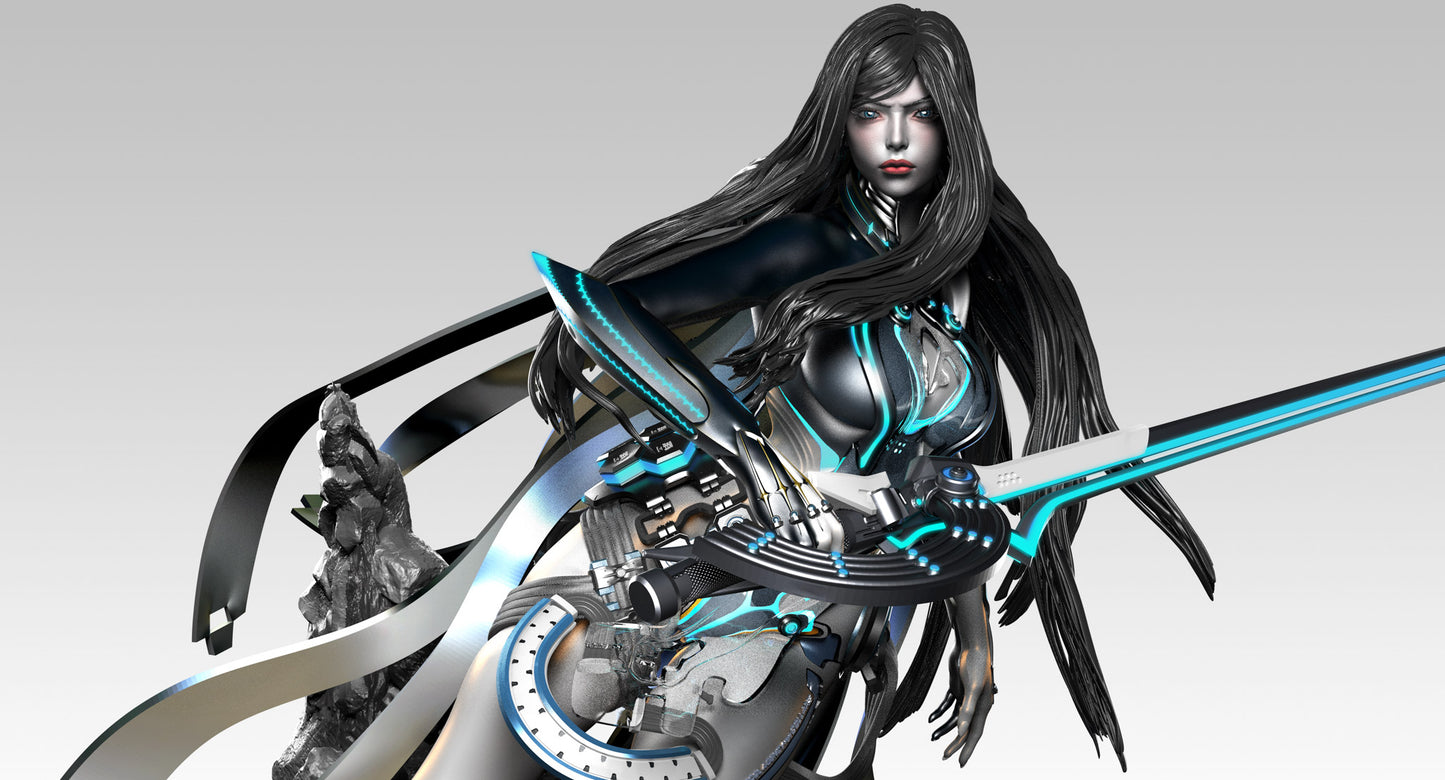 Raven & Tachy Diorama | Stellar Blade | FAN ART FIGURE | 3d Printed Model | Hand painted | Resin Figure|