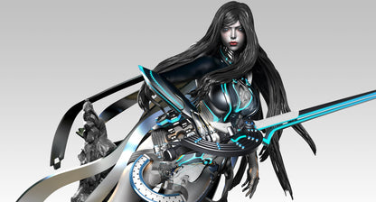 Raven & Tachy Diorama | Stellar Blade | FAN ART FIGURE | 3d Printed Model | Hand painted | Resin Figure|