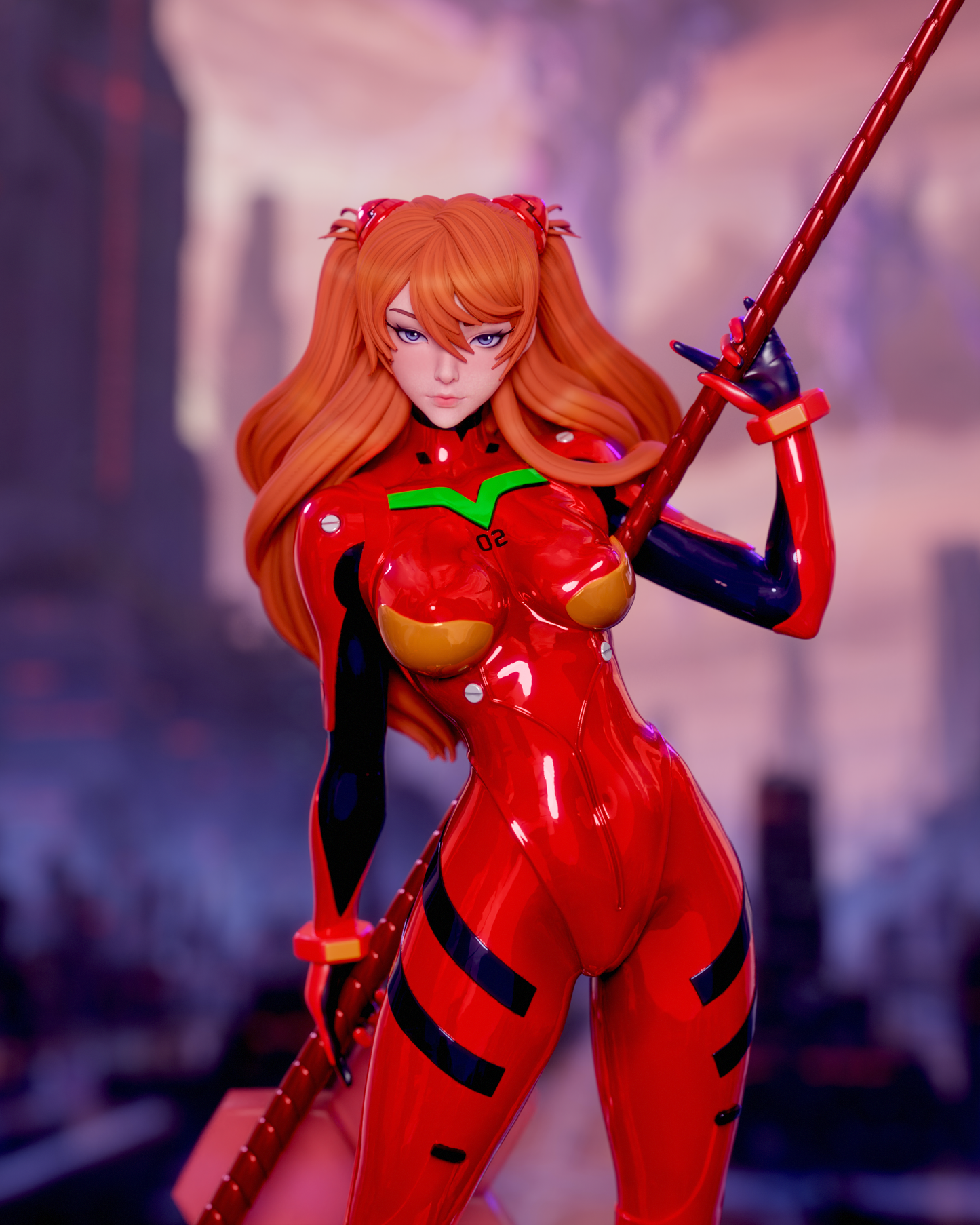 Asuka Langley Evangelion | FAN ART FIGURE | 3d Printed Model | Hand painted | Resin Figure|
