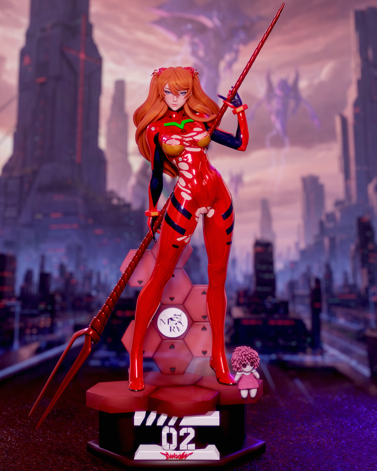 Asuka Langley Evangelion | FAN ART FIGURE | 3d Printed Model | Hand painted | Resin Figure|