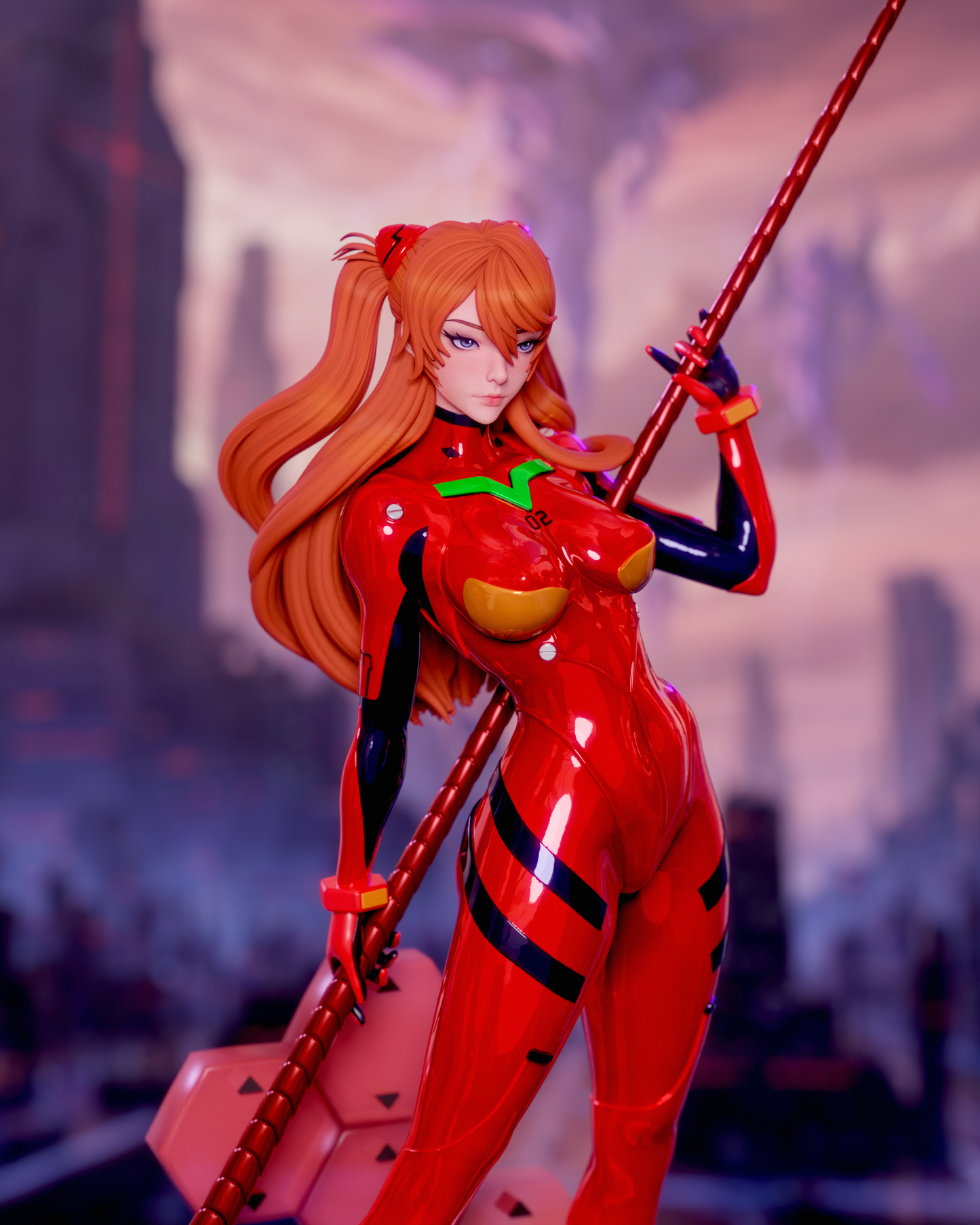 Asuka Langley Evangelion | FAN ART FIGURE | 3d Printed Model | Hand painted | Resin Figure|