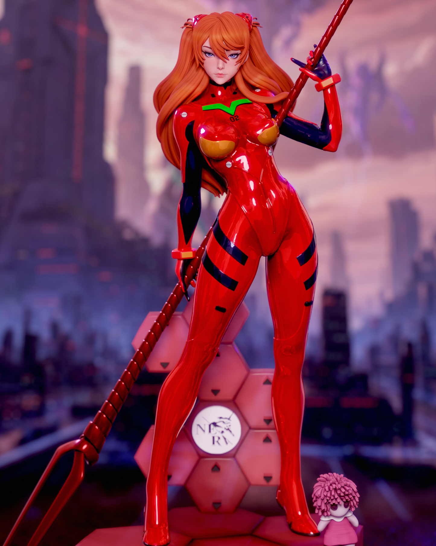 Asuka Langley Evangelion | FAN ART FIGURE | 3d Printed Model | Hand painted | Resin Figure|