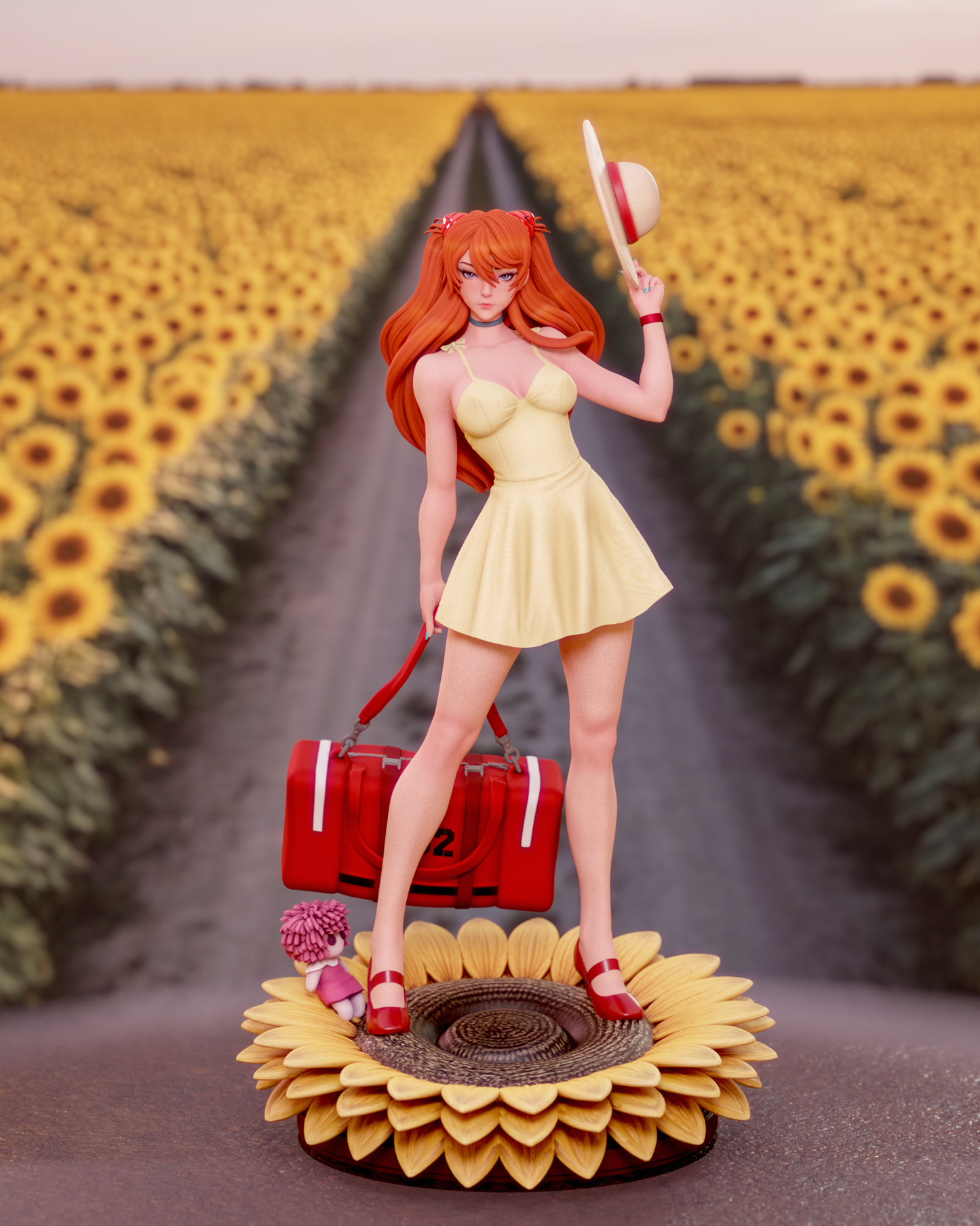 Asuka Langley Evangelion | FAN ART FIGURE | 3d Printed Model | Hand painted | Resin Figure|