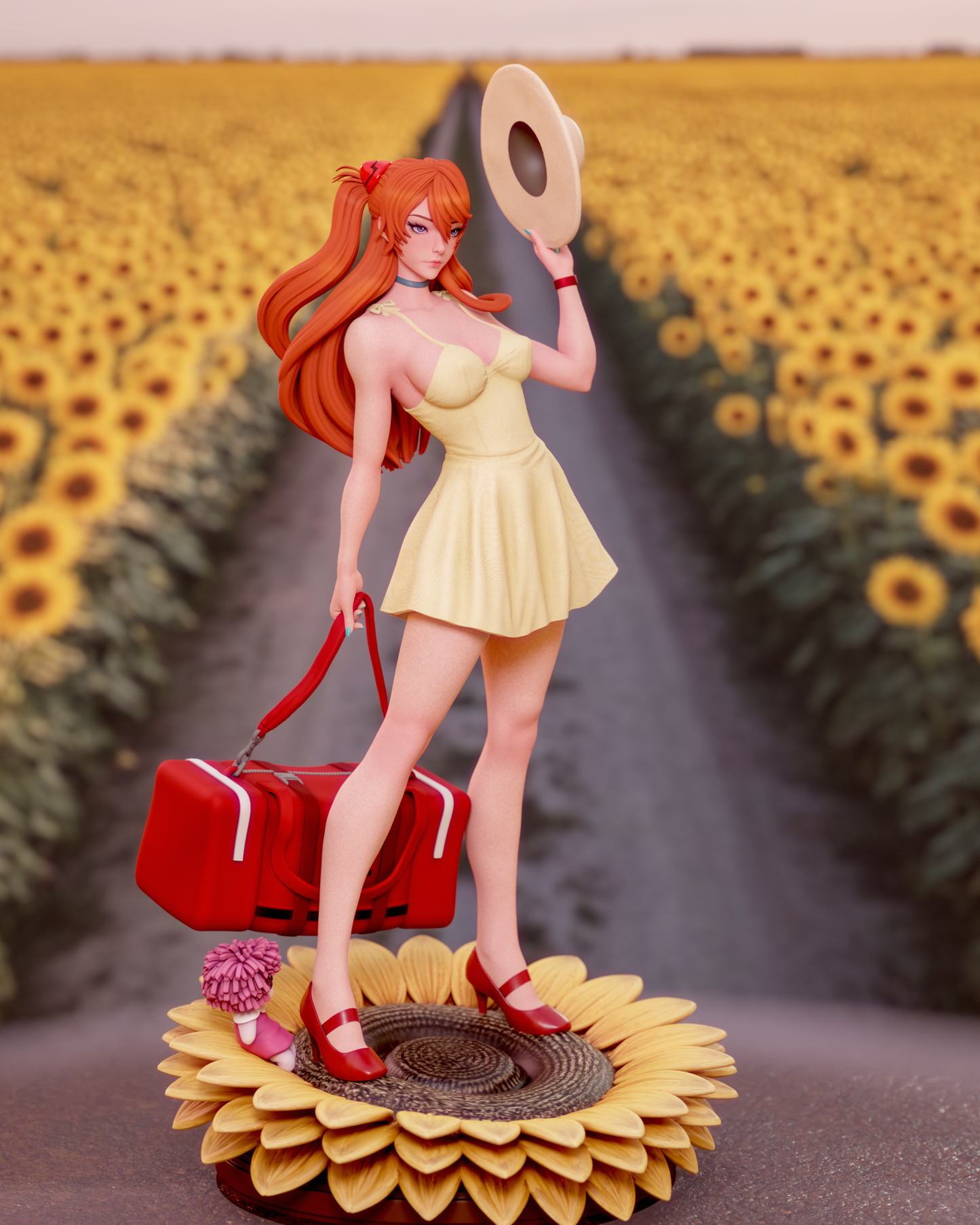 Asuka Langley Evangelion | FAN ART FIGURE | 3d Printed Model | Hand painted | Resin Figure|
