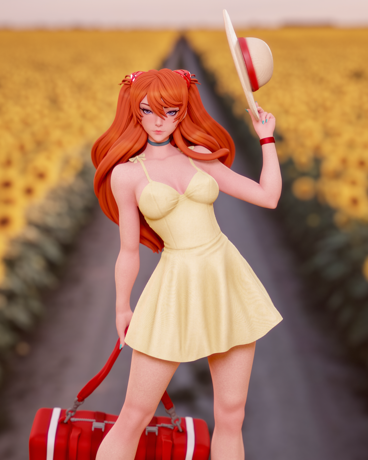 Asuka Langley Evangelion | FAN ART FIGURE | 3d Printed Model | Hand painted | Resin Figure|